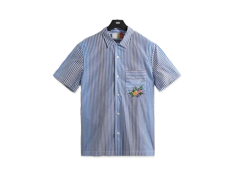 Kith Variegated Striped Poplin Thompson Camp Collar Shirt "Current"