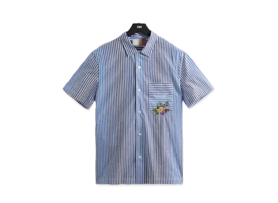 Kith Variegated Striped Poplin Thompson Camp Collar Shirt "Current"