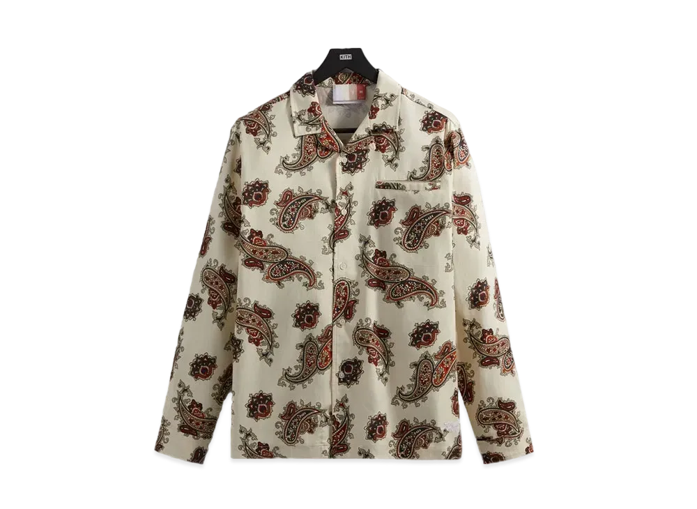 キス プリンティド L/S トンプソン キャンプ カラー シャツ "シルク ペイズリー"