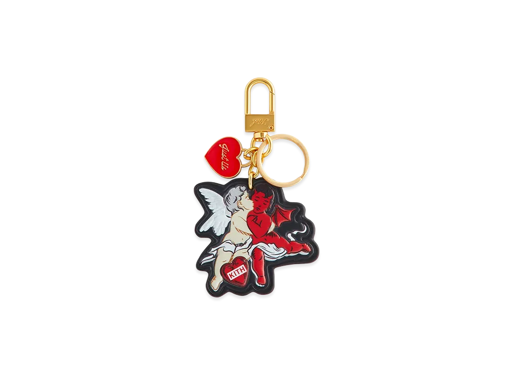 Kith Cupid And Devil Printed Leather Key Charm "Black"