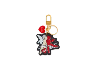 Kith Cupid And Devil Printed Leather Key Charm "Black"