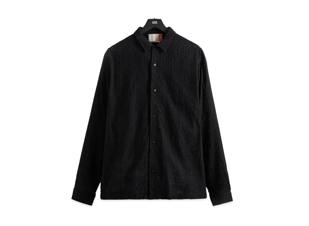 Kith Embroidered Voile L/S Thompson Camp Collar Shirt "Black"