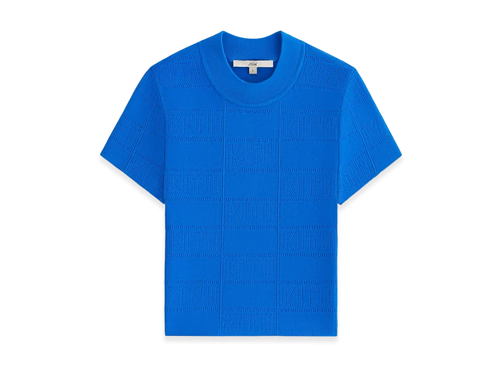 Kith Women's Arys Monogram Pointelle Tee "Lake"