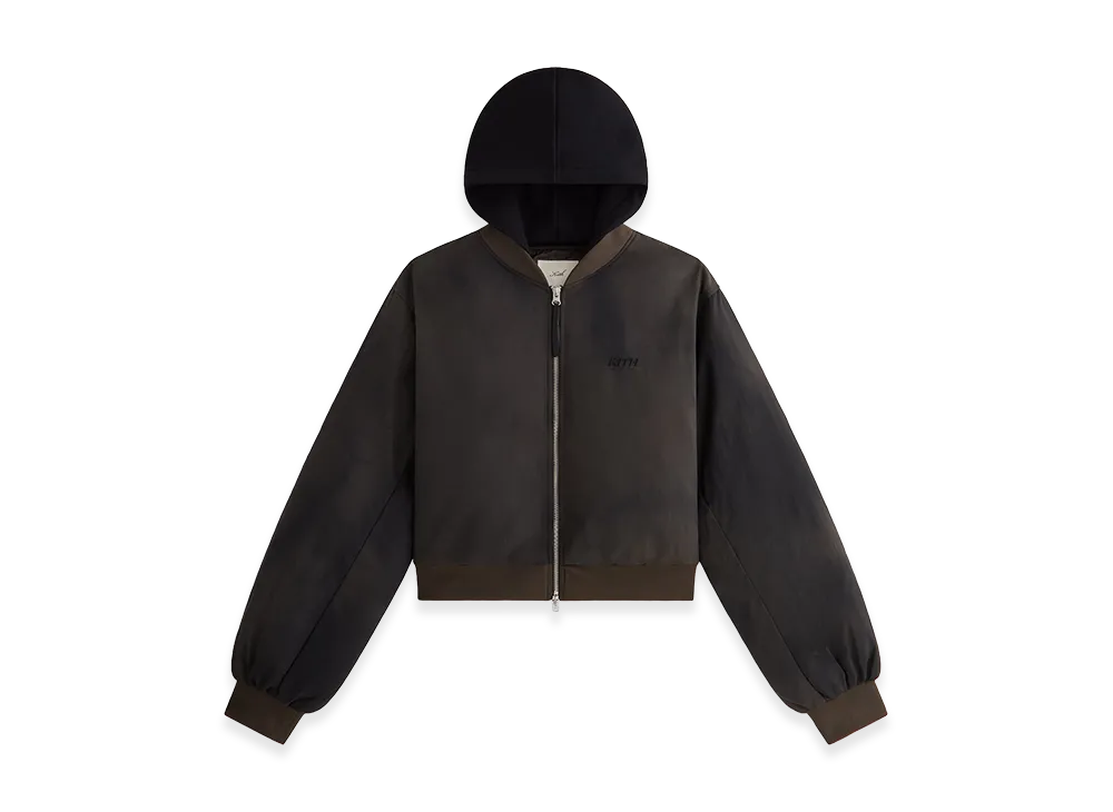 Kith Women's Gorman II Washed Nylon Bomber Jacket "Black"