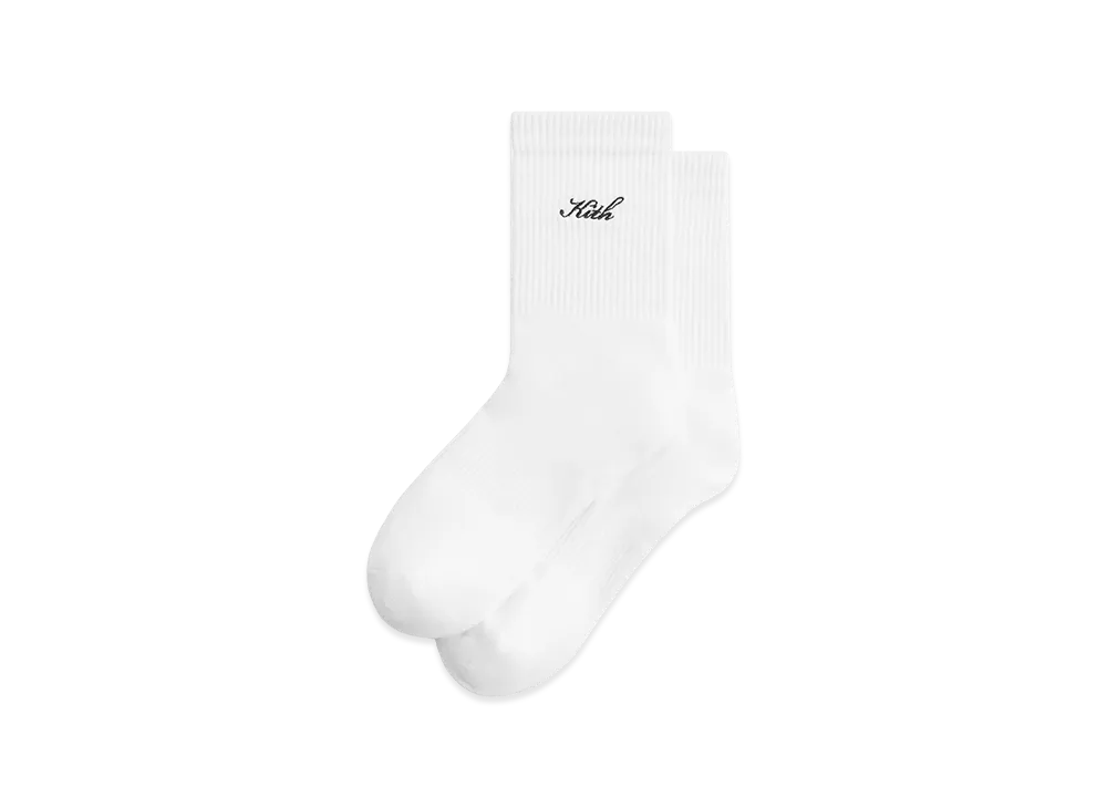 Kith Women's Script Light Mid Calf Socks "White"
