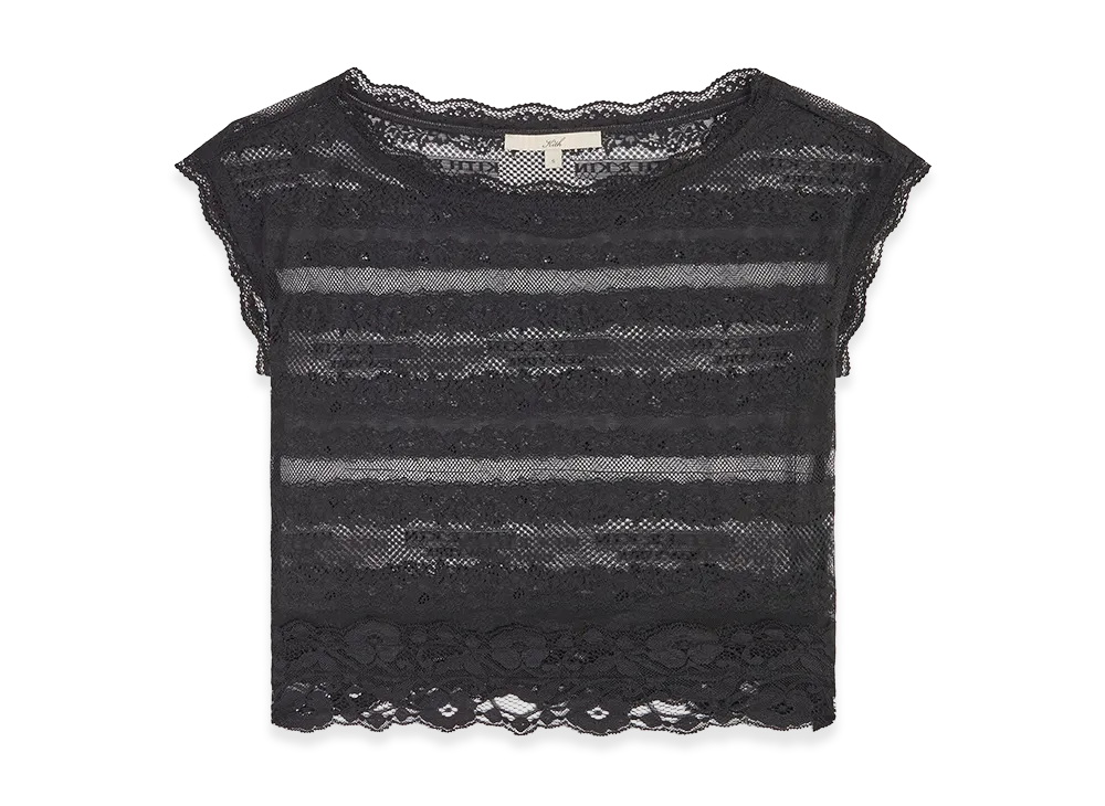 Kith x Lisa Women's Cesca Logo Lace Cropped Tee "Black"
