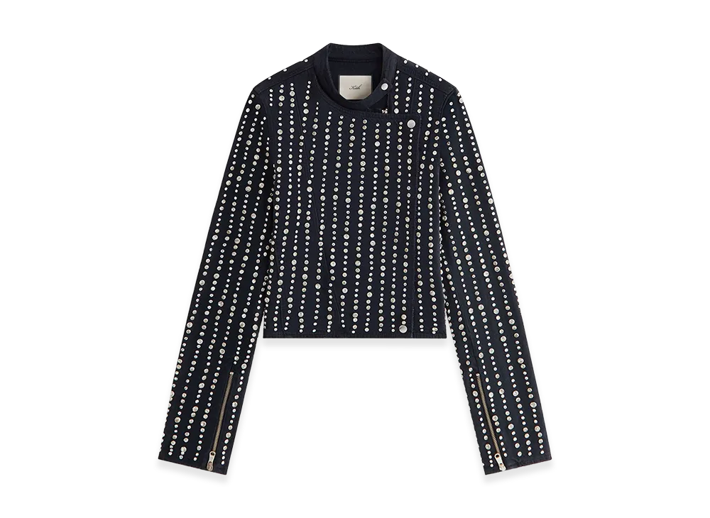 キス x リサ ウィメンズ ディオン スタッデッド デニムジャケット "ブラック"