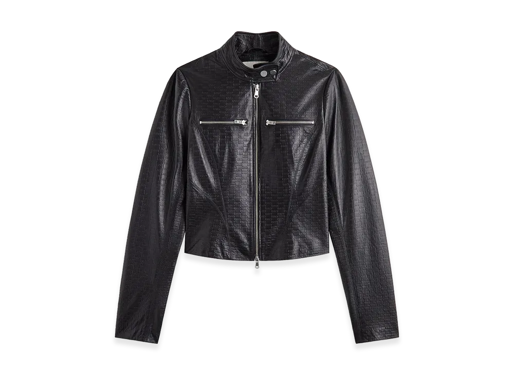 Kith x Lisa Women's Nikita Monogram Leather Zip Top "Black"