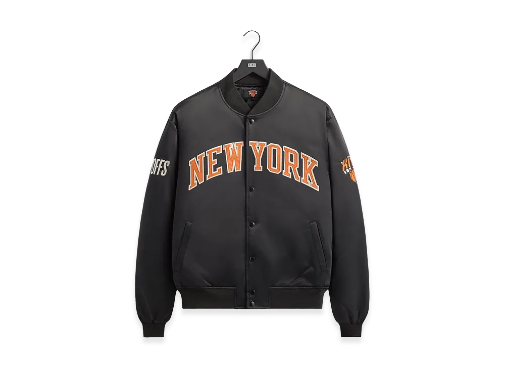 Kith x The New York Knicks Playoffs Satin Bomber Jacket "Black"