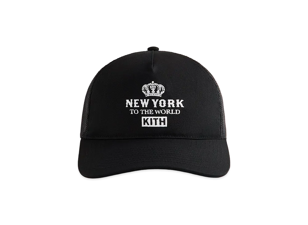 Kith New York To The World Relaxed Twill Nolan Trucker Hat "Black"