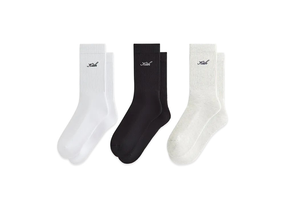 Kith 3-Pack Script Cotton Crew Socks "Multi"