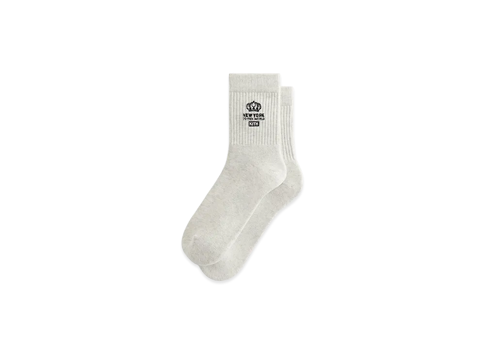 Kith Insignia Cotton Mid Crew Socks "Light Heather Grey"