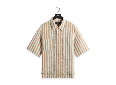 Kith Spun Silk Linen Stripe Paxton Buttondown "Chai"