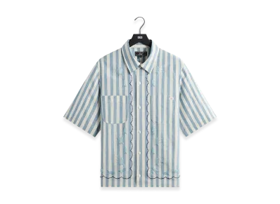 Kith Spun Silk Linen Stripe Paxton Buttondown "Light Indigo"