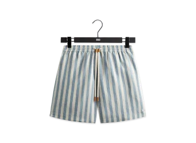 Kith Spun Silk Linen Stripe Kellen Short "Light Indigo"