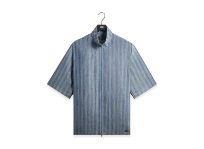 Kith Spun Silk Linen Stripe Colton Zip Front Shirt "Guide"