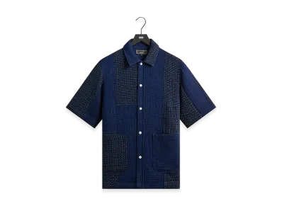 Kith Stitched Patchwork Boxy Collared Overshirt "Mid Indigo"
