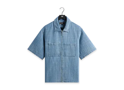 Kith Textured Indigo Paxton Zip Front Shirt "Light Indigo"