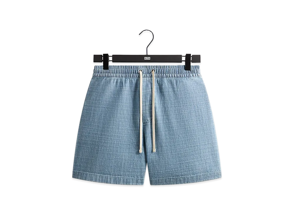 Kith Textured Indigo Weave Cayden Short "Light Indigo"