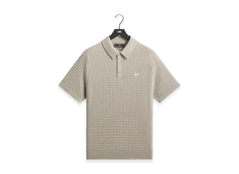 Kith Basket Weave Tilden Polo "Light Heather Grey"