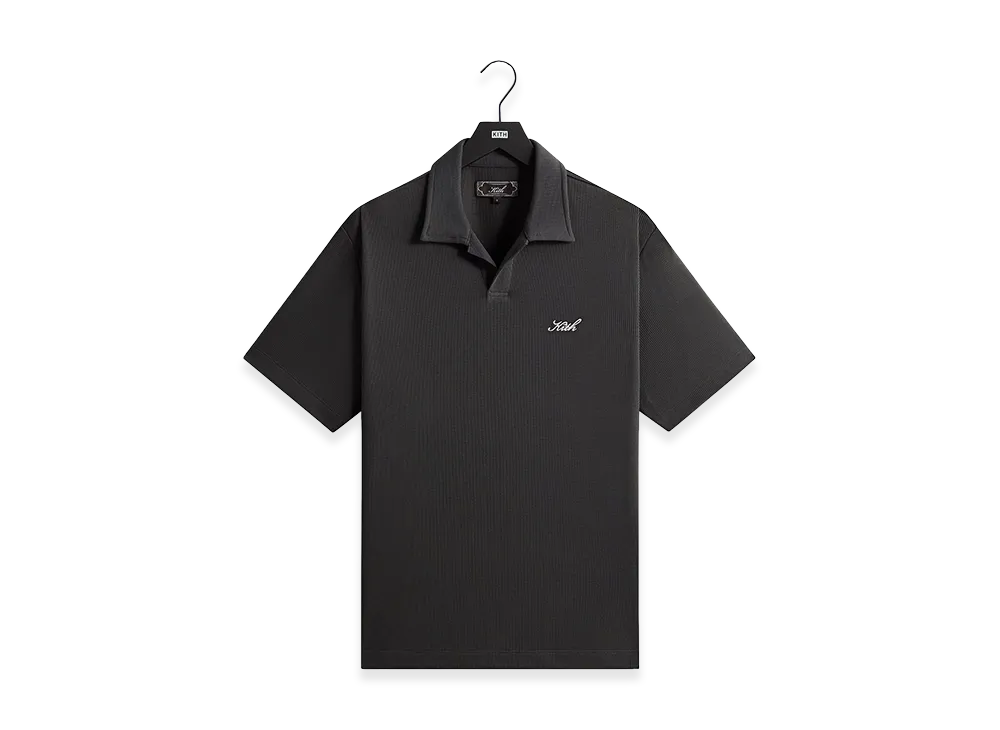 Kith Micro Waffle Drew Polo "Carbon"