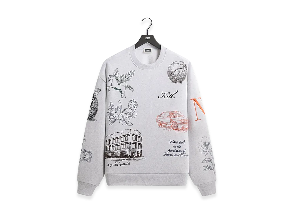 Kith New York To The World Nelson Crewneck "Light Heather Grey"