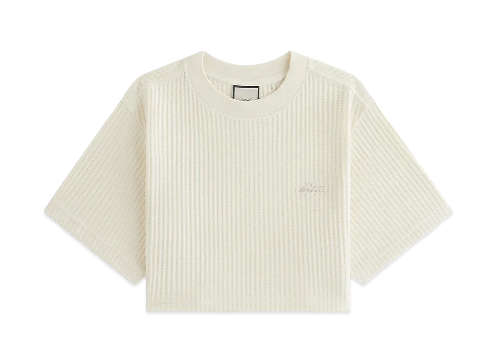 Kith Women's Fei Waffle Cropped Tee "Sandrift"