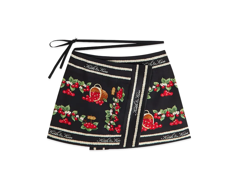 Kith Women's Mako Cherry Wrap Tie Skirt "Black"