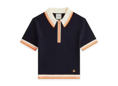 Kith Women's Taylen Basketweave Sweater Polo "Ink"