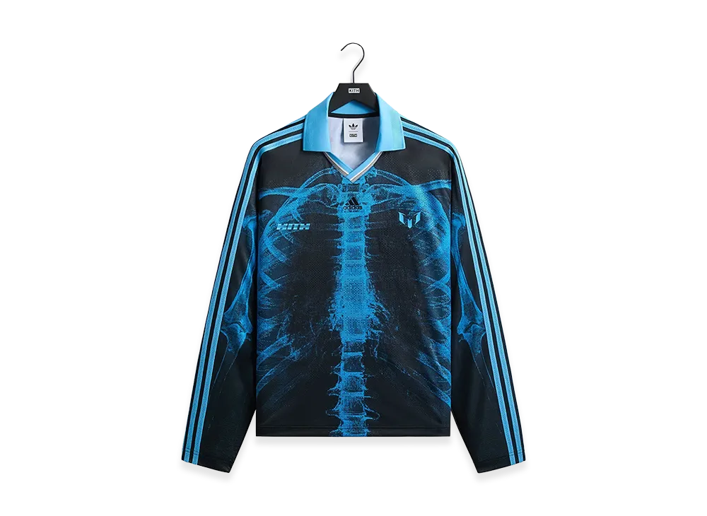 Kith x Lionel Messi x adidas Football Skeleton Goalkeeper Long Sleeve Tee "Black/Blue"