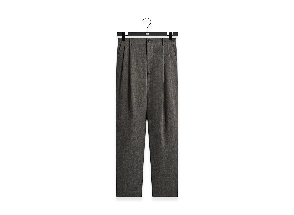 Kith &Kin Textured Linen Flax Brynn Pleated Pant "Black Melange"