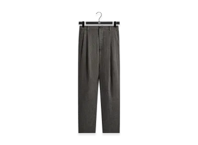 Kith &Kin Textured Linen Flax Brynn Pleated Pant "Black Melange"