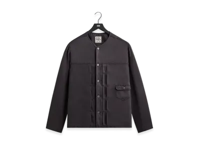 Kith &Kin Garment Dyed Silk Collarless Yardley Shirt "antom Grey"