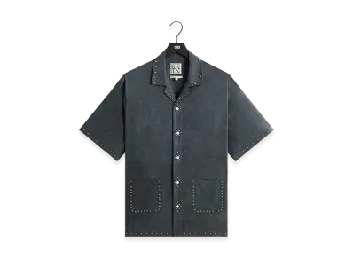Kith &Kin Studded Cupro Linen Sawyer Shirt "Somber"
