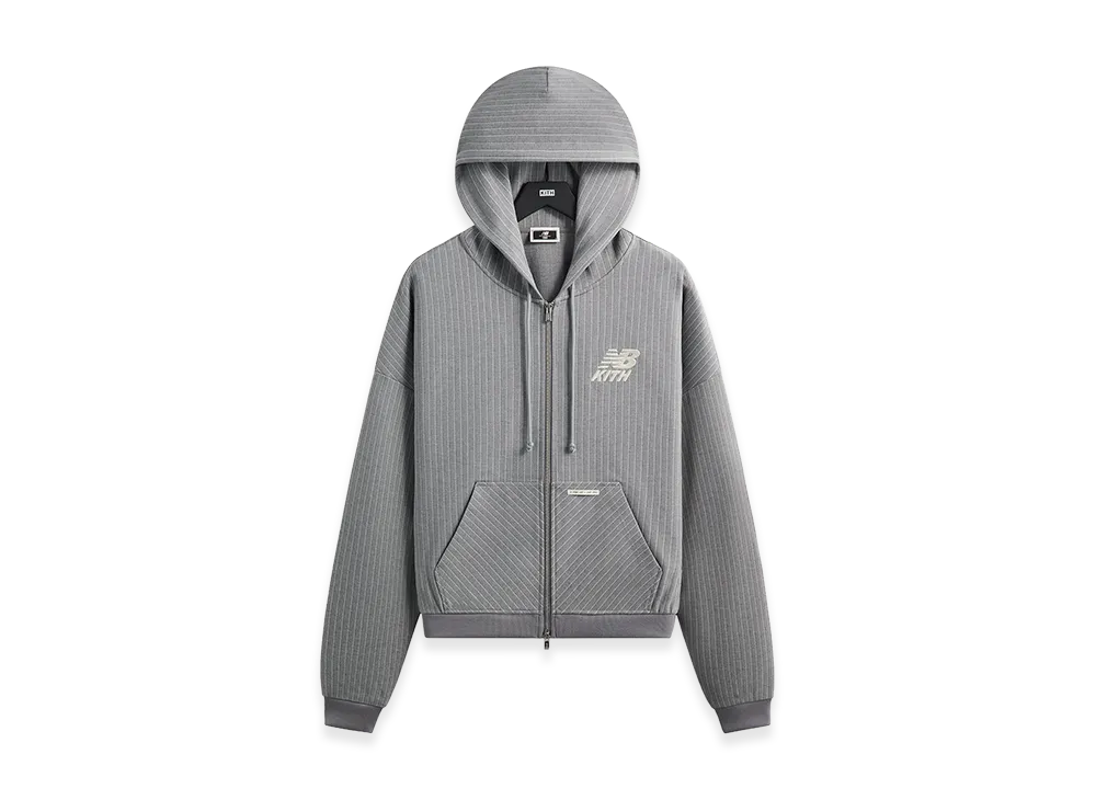 Kith x New Balance Pinstripe Braxton Zip Hoodie "Smoke"