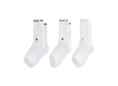 Kith x New Balance Contrast Cuff 3-Pack Crew Socks "White"