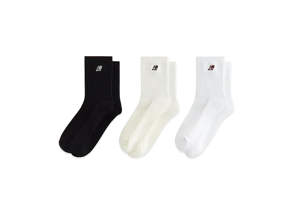 Kith x New Balance Mid Crew Waffle Knit 3-Pack Crew Socks "Multi"
