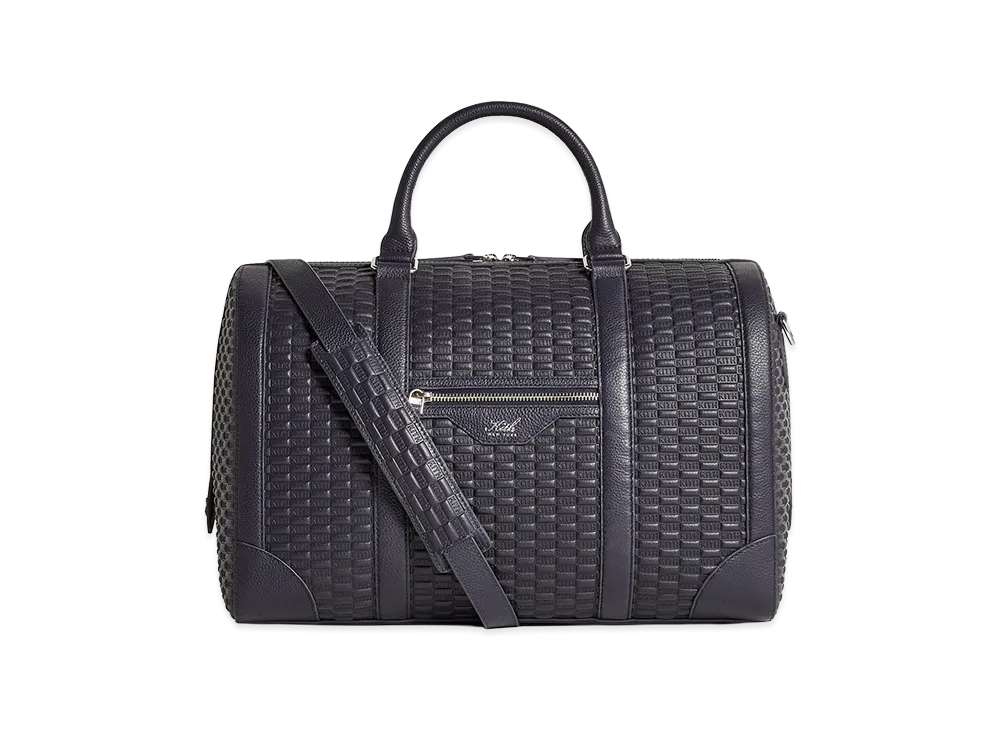 Kith Monogram Tumbled Leather Traveler K40 Duffle Bag "Ink"