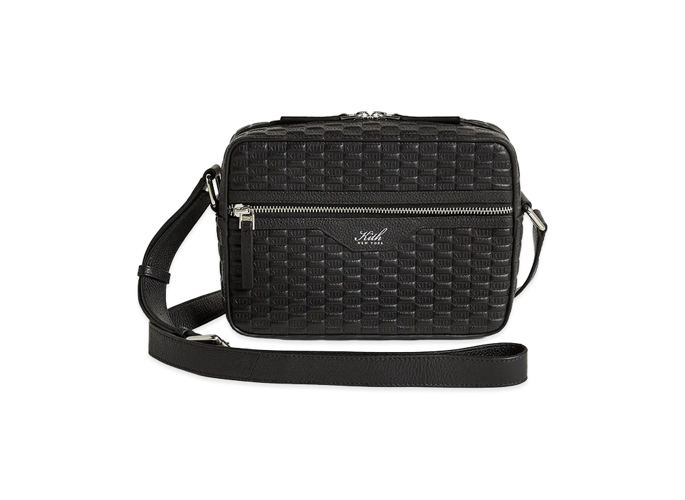 Kith Monogram Tumbled Leather Camera Crossbody Bag "Black"