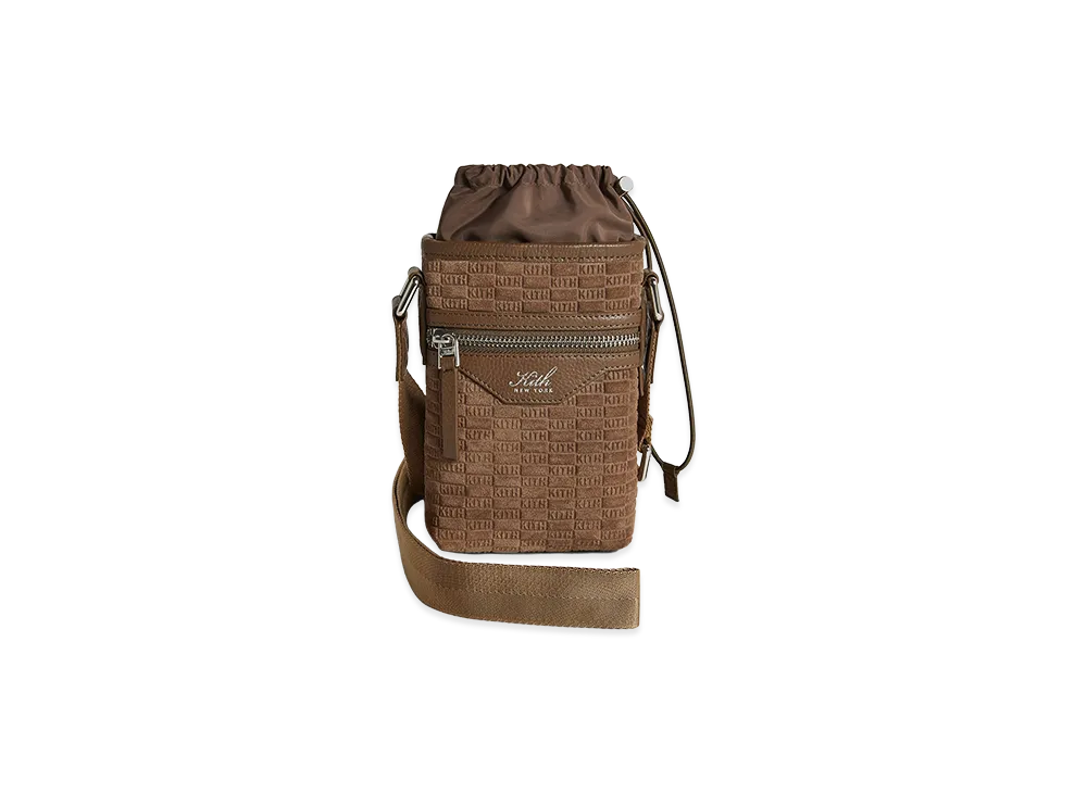 Kith Monogram Suede Drawstring Pouch "Java"