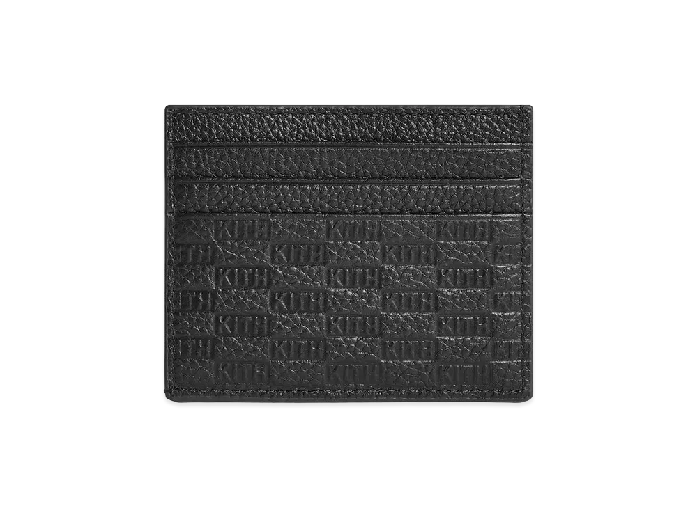 Kith Monogram Tumbled Leather Card Holder "Black"