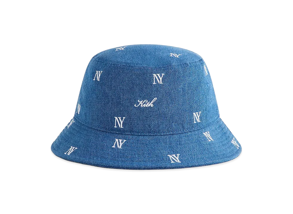 Kith NY All-Over Embroidery Dawson Bucket Hat "Medium Indigo"