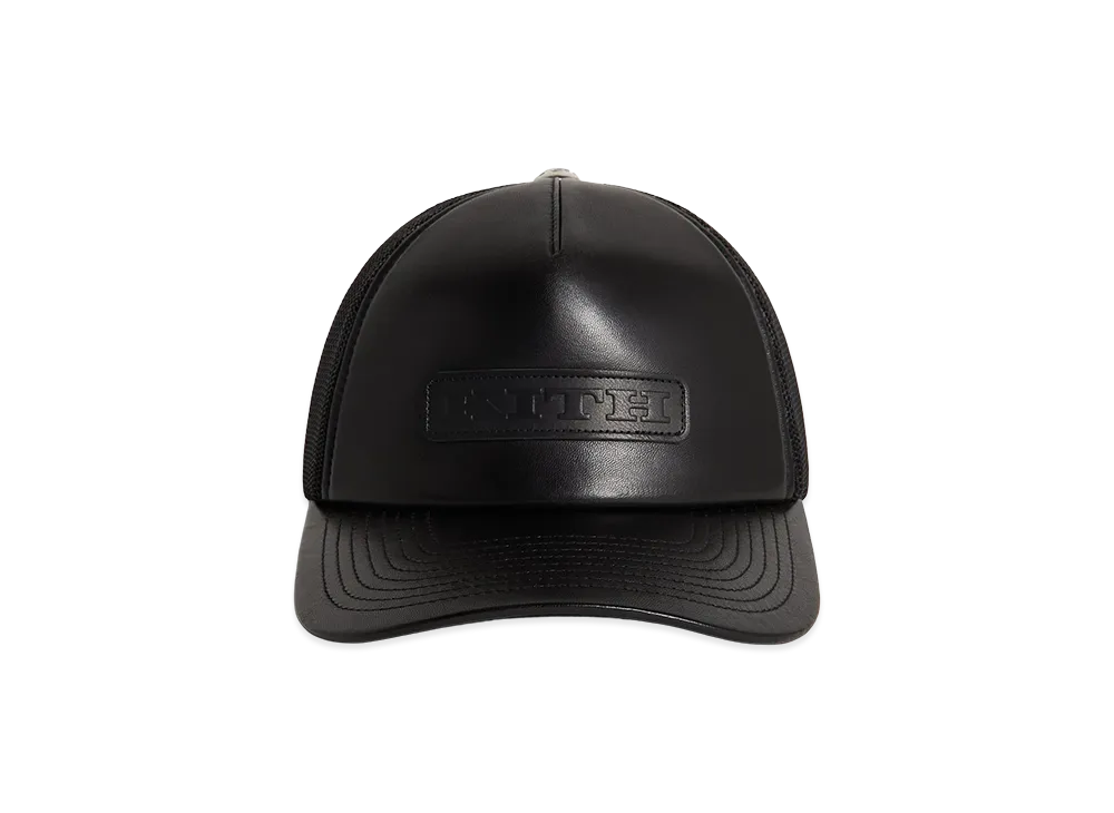 Kith Smooth Leather Nolan Trucker Hat "Black"