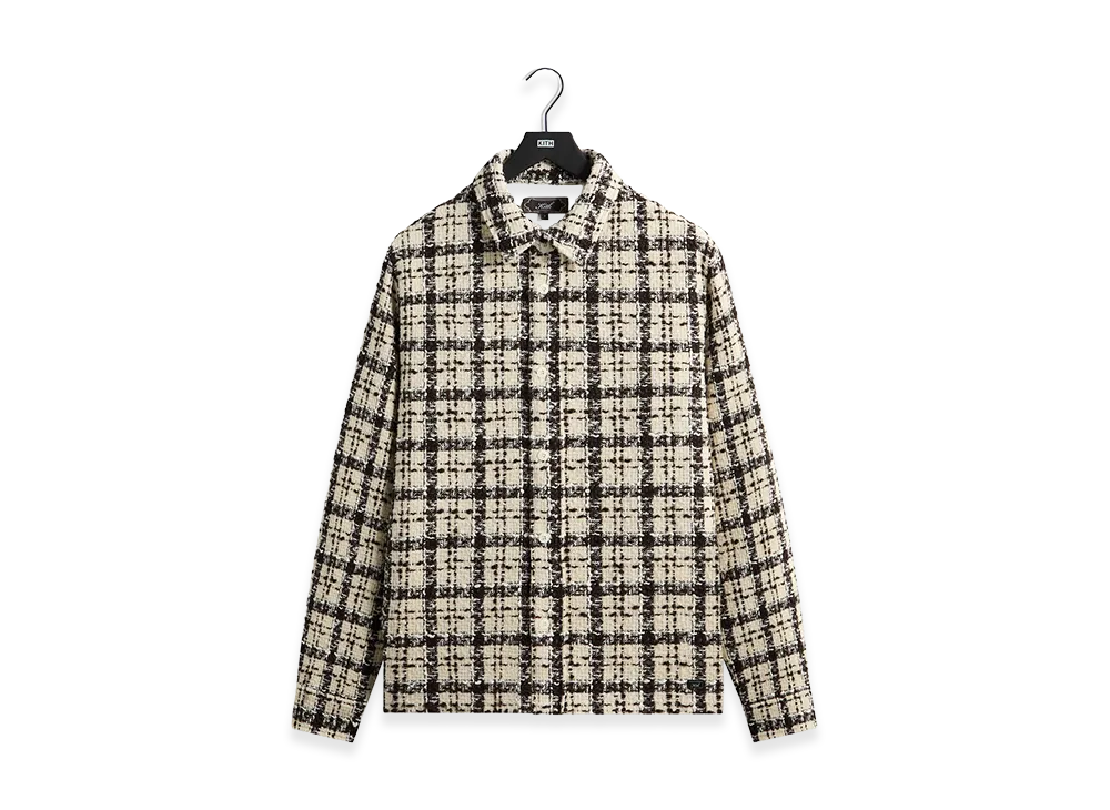 Kith Boucle Plaid Boxy Collared Overshirt "Sandrift"