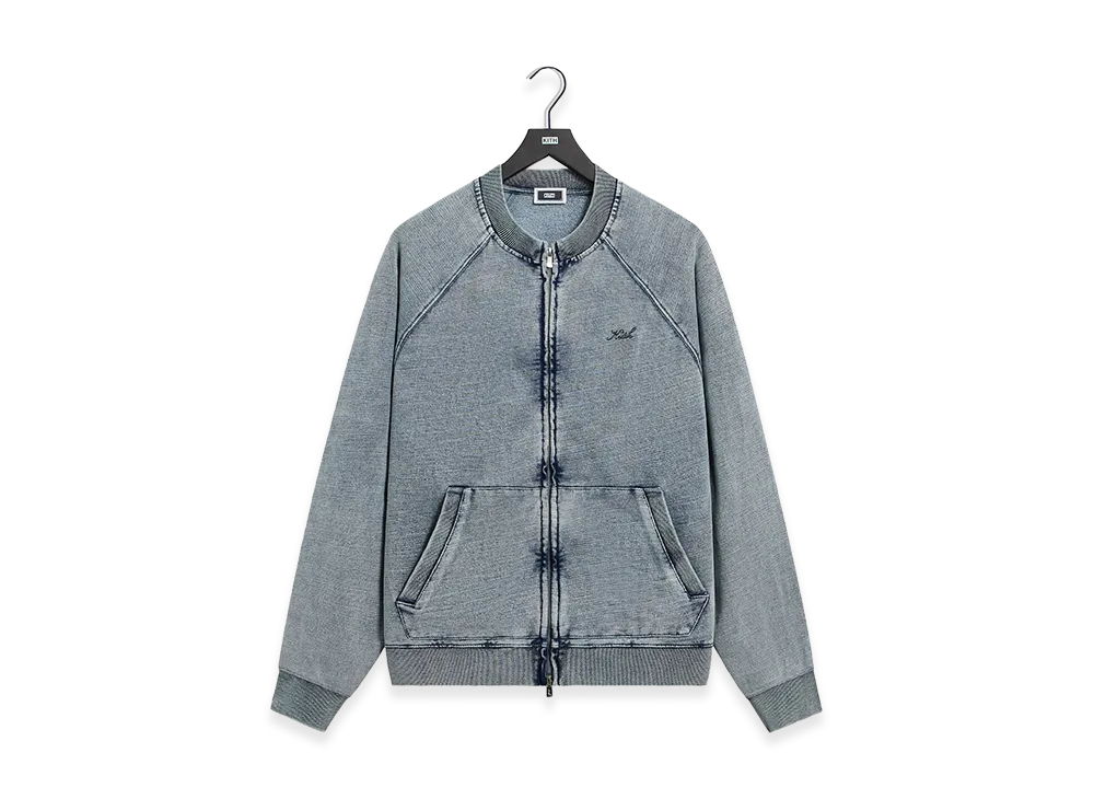 Kith Indigo Fleece Linus Full Zip Crewneck "Light Indigo"