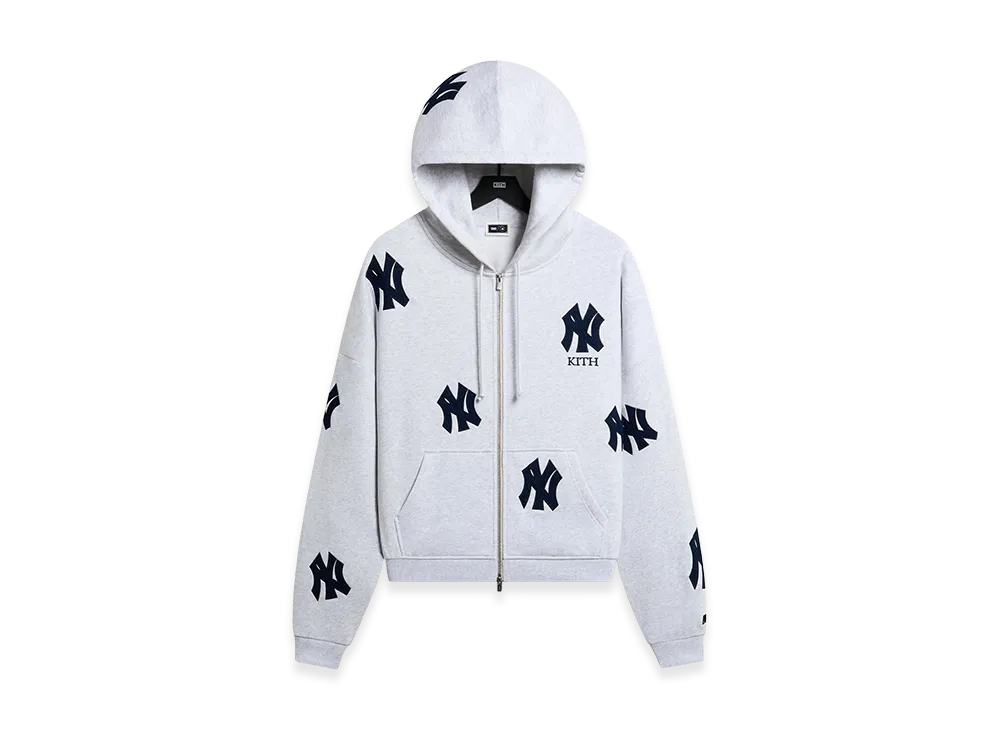 Kith x The New York Yankees Vintage Braxton Zip Hoodie "Light Heather Grey"