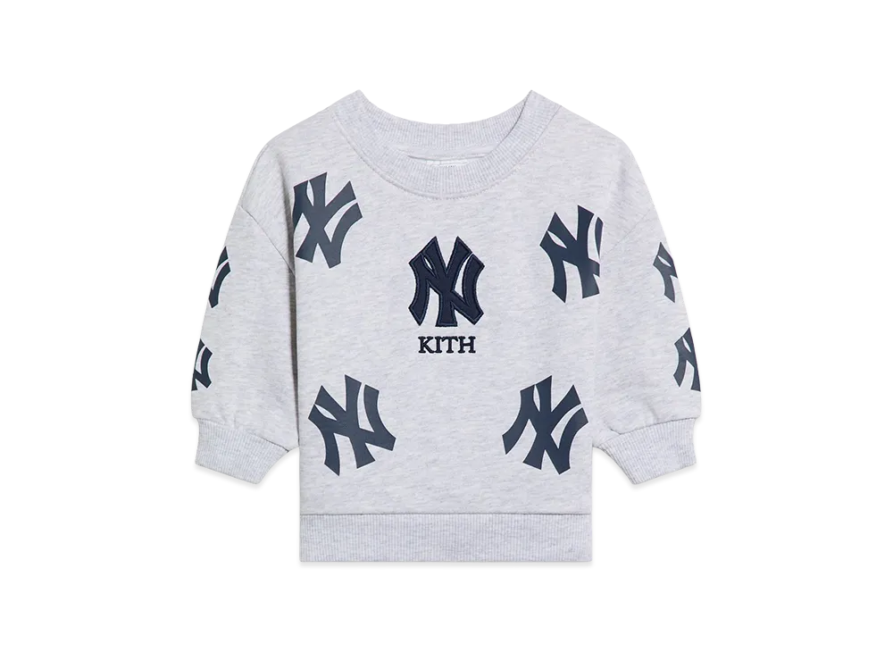 Kith x The New York Baby Yankees Nelson Crewneck "Light Heather Grey"