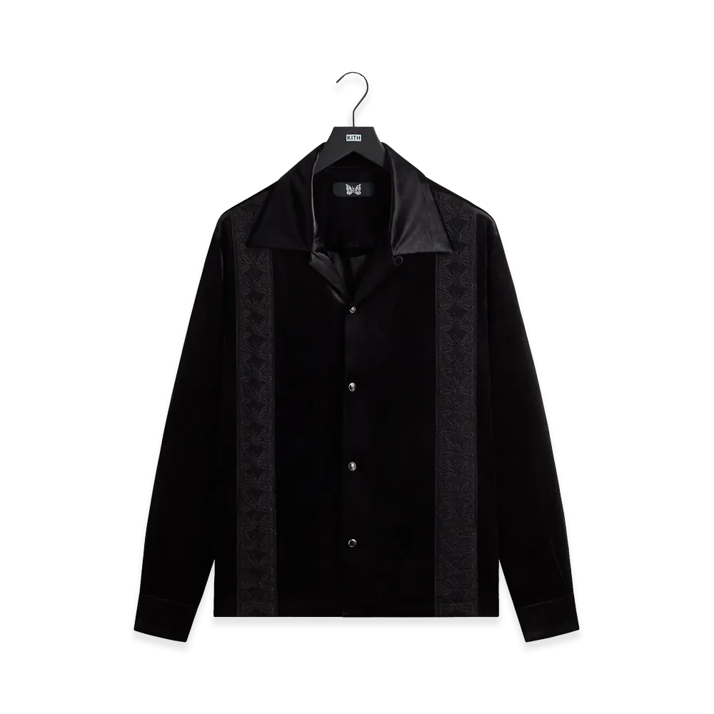 Kith x NEEDLES Ren Fringe Camp Collar Shirt "Black"