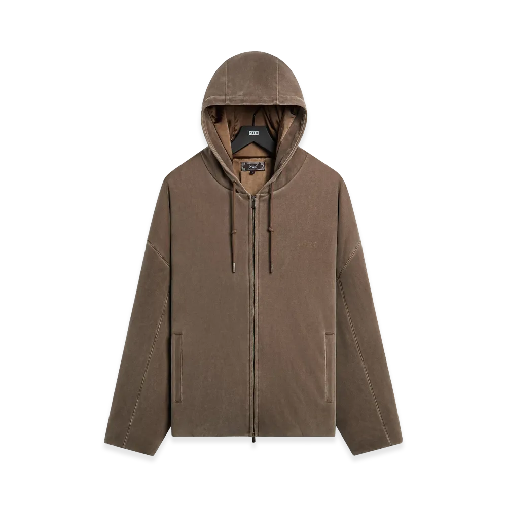 Kith Microsuede Puffed Jaysen Hoodie "Pecan"
