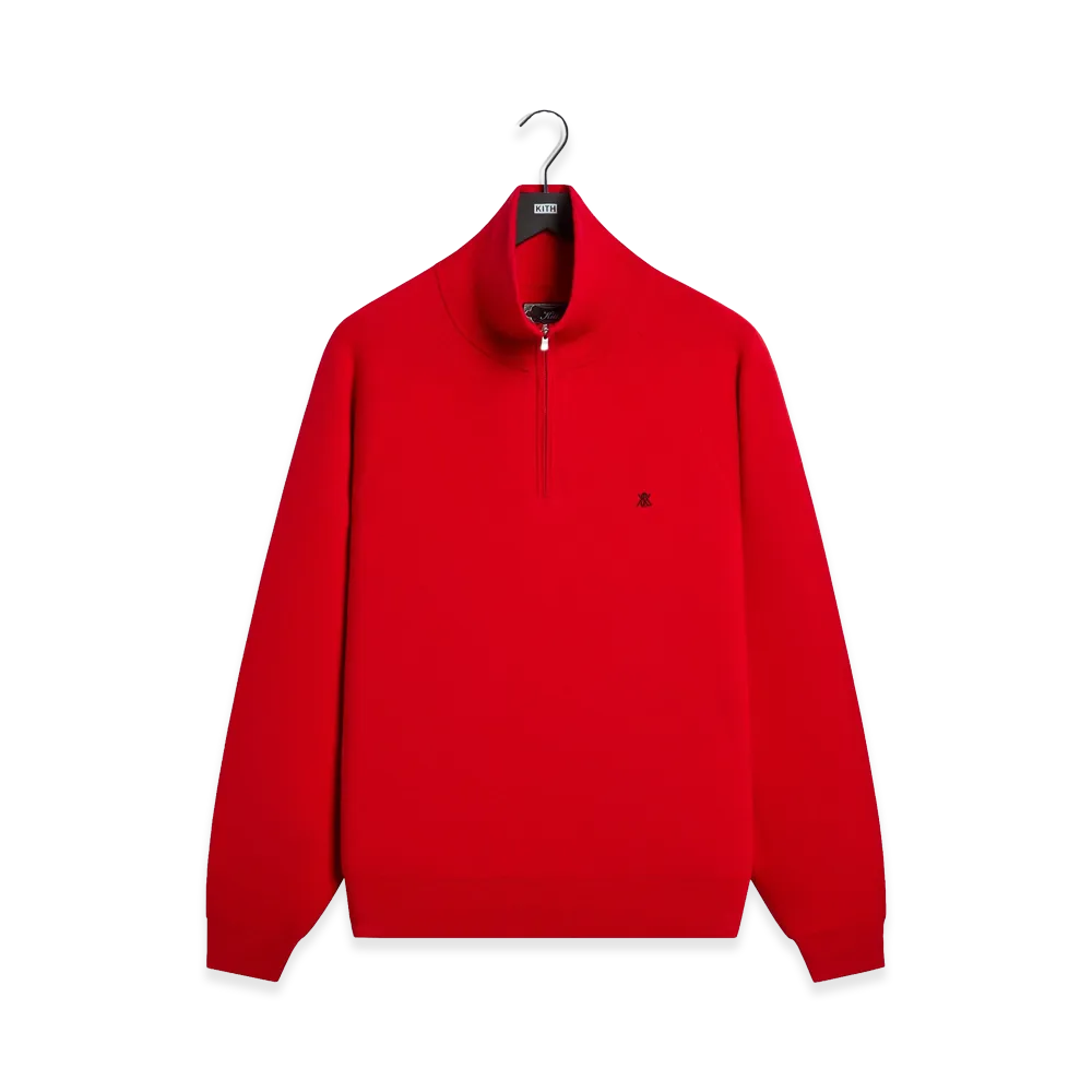 Kith Compact Cotton Knit Javier Quarter Zip Pullover "Fame"